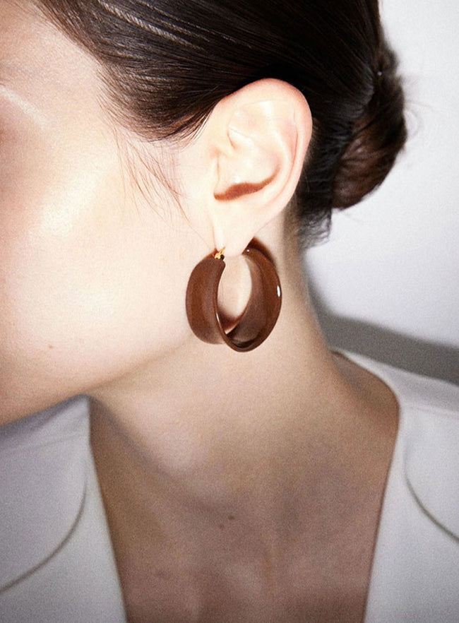 Eleonora Chocolate Enamel Hoops [S0BHBNN3]