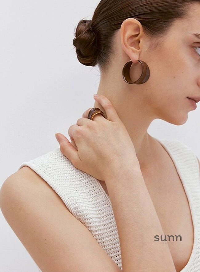 Eleonora Chocolate Enamel Hoops [JAQ67O9M]