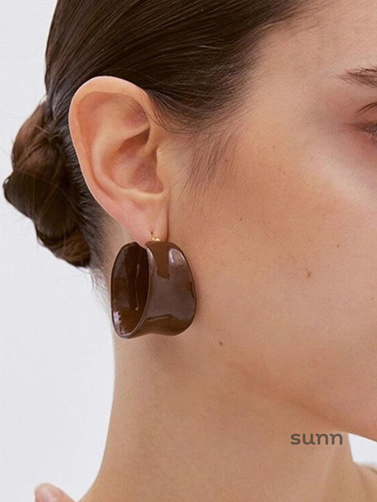Eleonora Chocolate Enamel Hoops [S0BHBNN3]