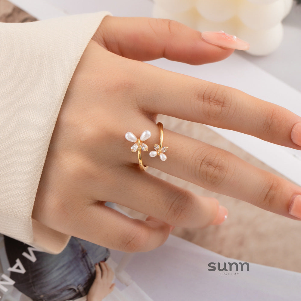 Eliot Butterfly Pearl Ring [NHWETO4T]