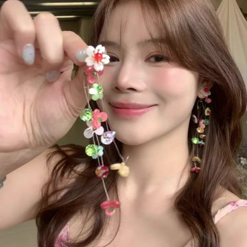 Elisa Colorful Floral Tassel Earrings
