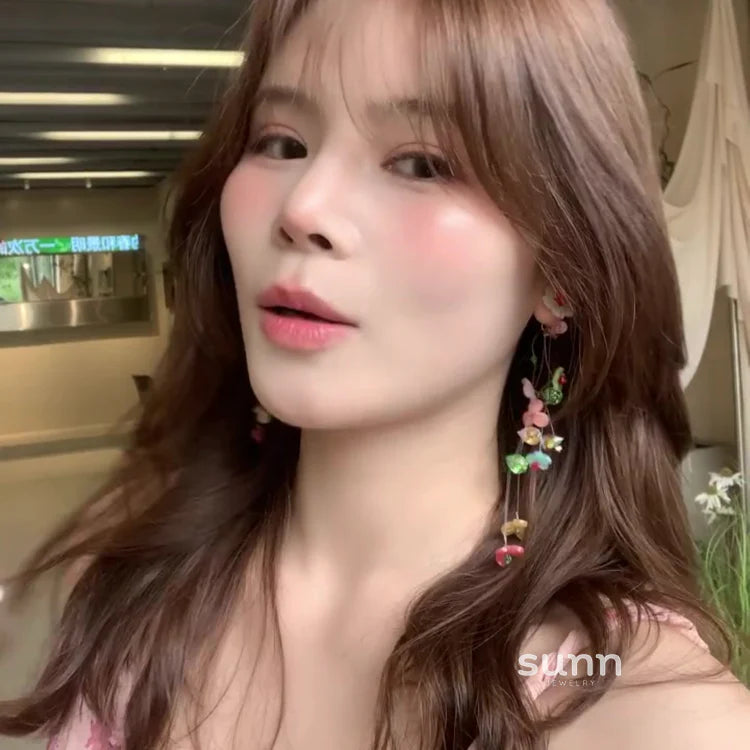 Elisa Colorful Floral Tassel Earrings