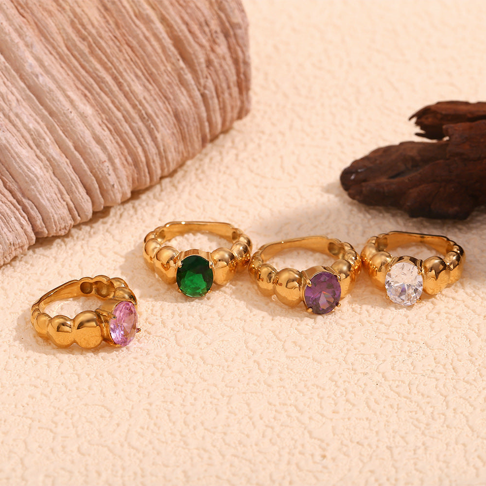 Elisha Gold Beaded Halo Ring [660LO9CQ]