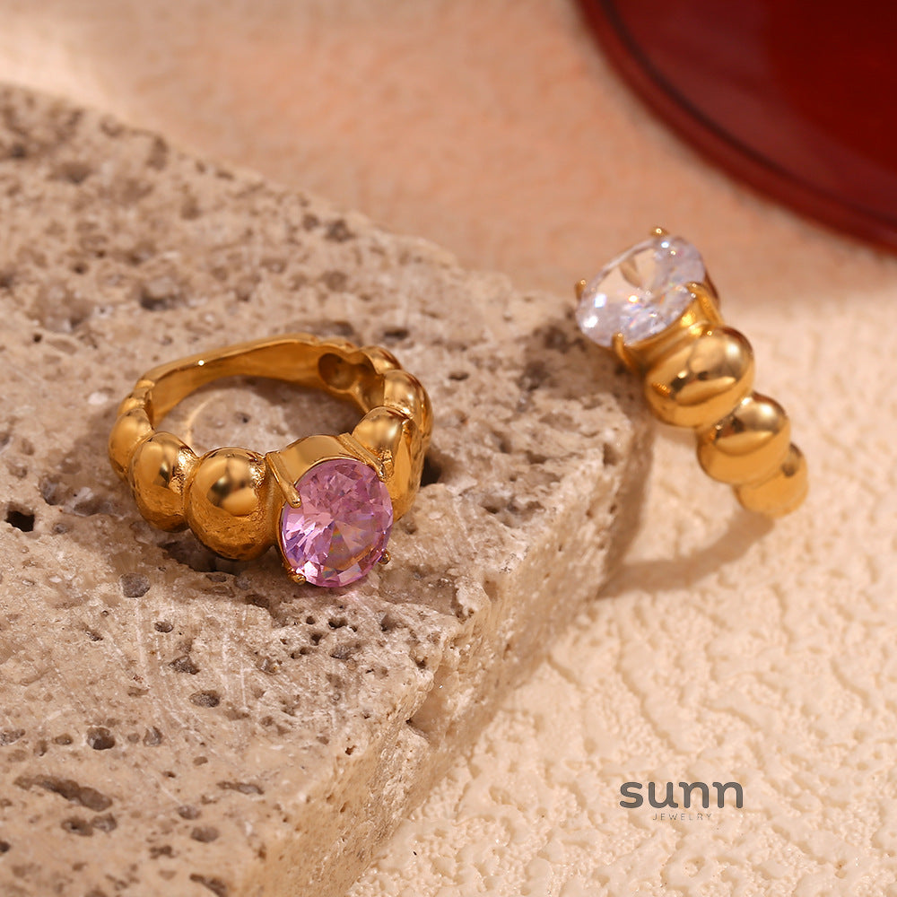 Elisha Gold Beaded Halo Ring [BZIWA0AT]