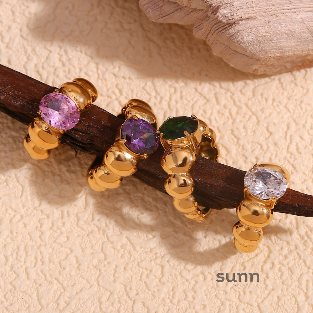 Elisha Gold Beaded Halo Ring [660LO9CQ]