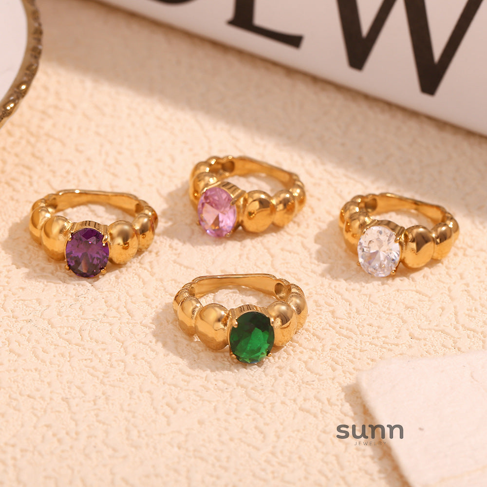 Elisha Gold Beaded Halo Ring [DJ6B2T68]