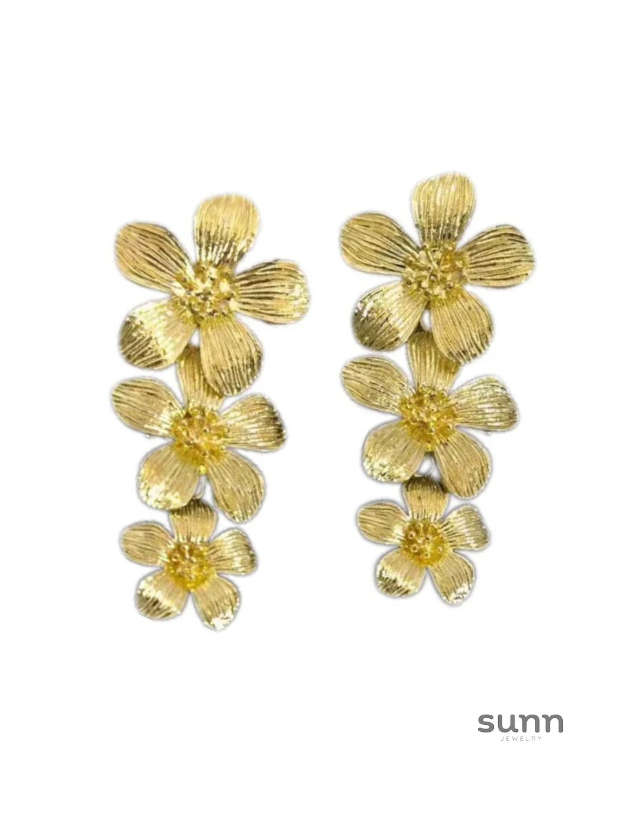 Eliyanah Gold Flower Tassel Earrings