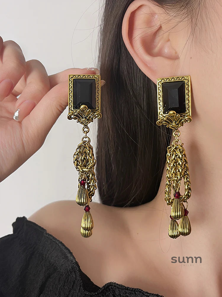 Eliza Vintage Tassel Drop Earrings