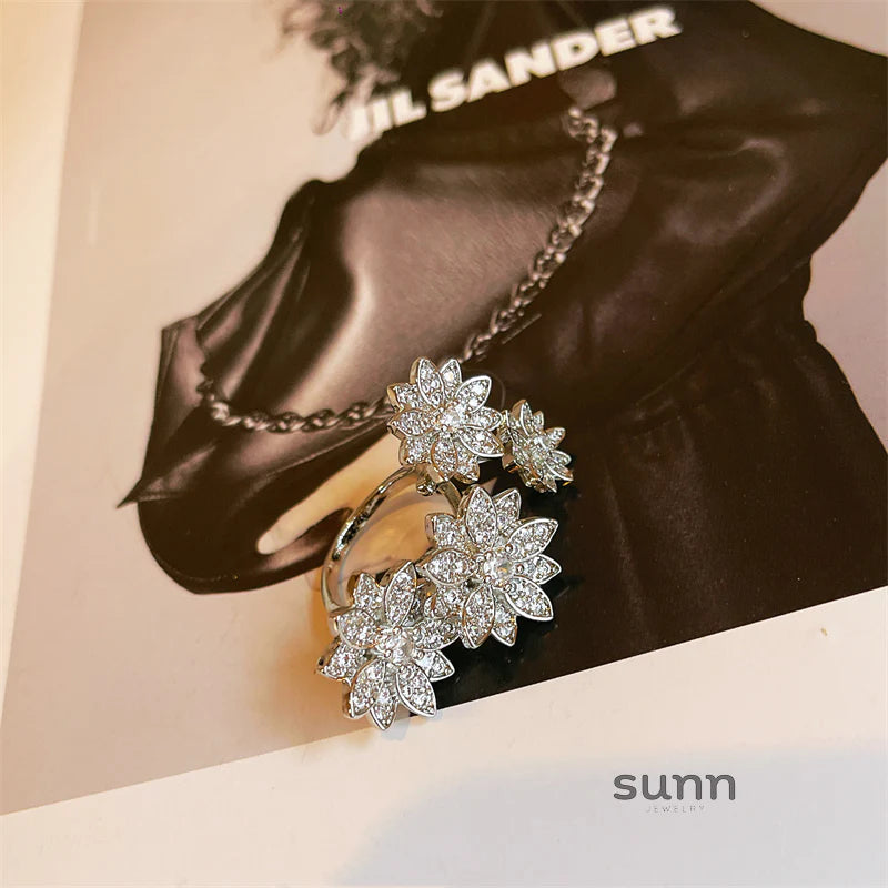 Elizabella Ornate Zircon Petal Ring