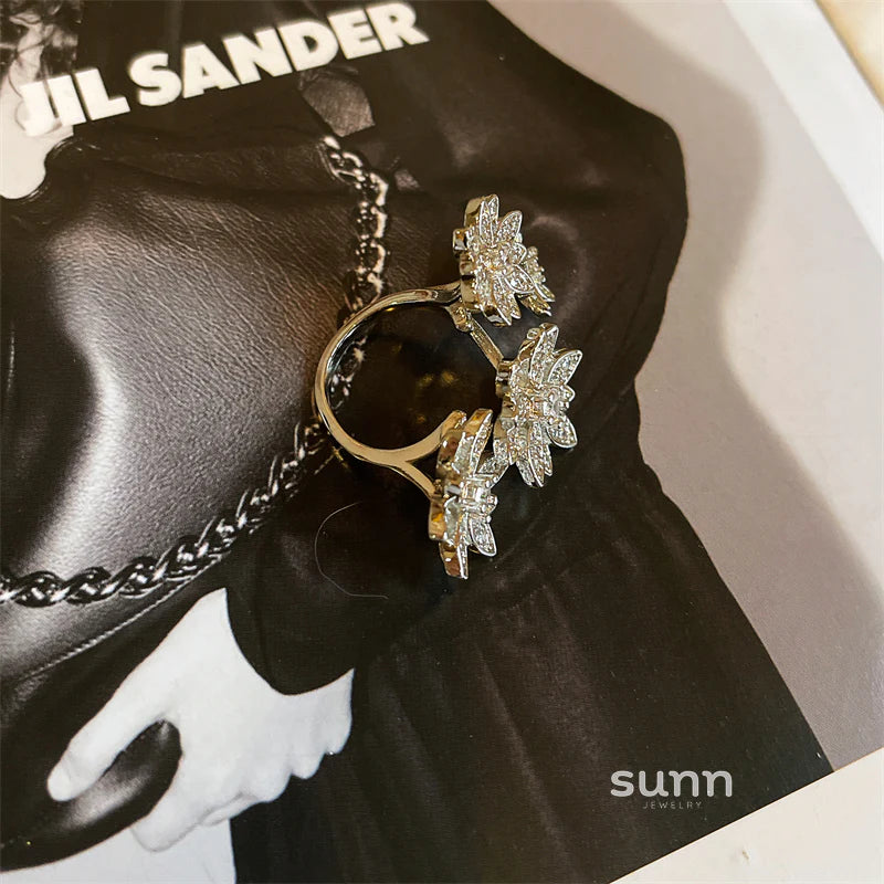 Elizabella Ornate Zircon Petal Ring