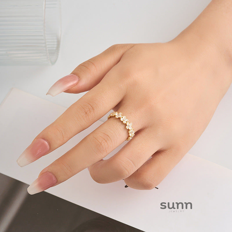 Elizaveta Zircon Enamel Flower Ring [JFPOFKWT]