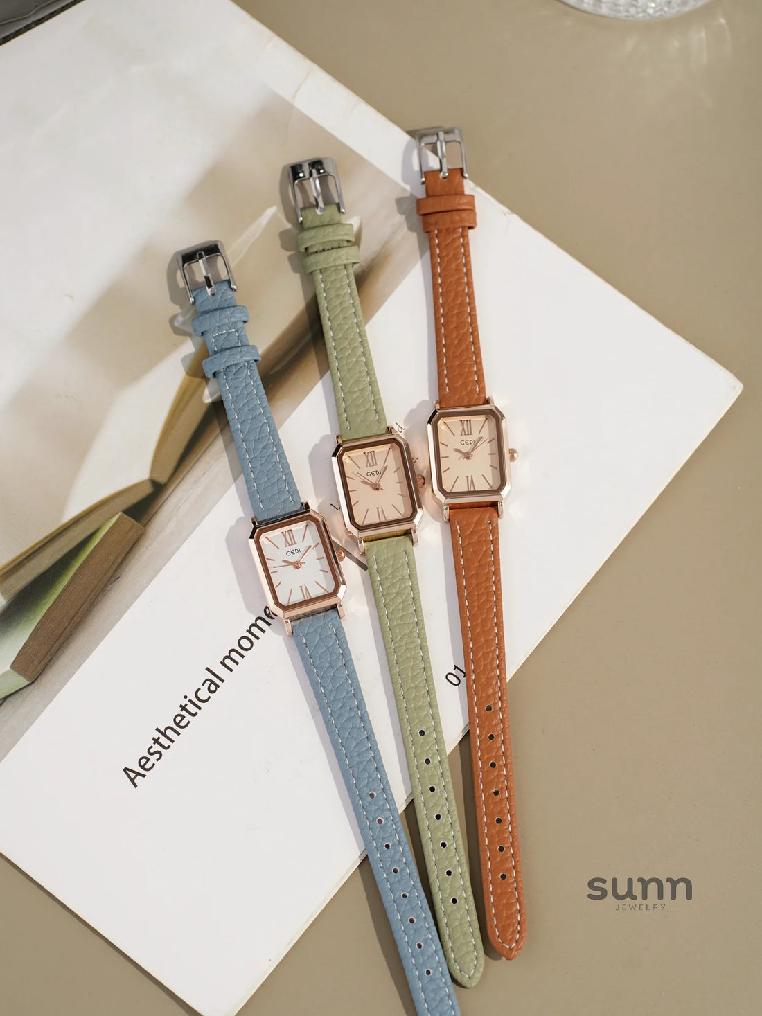 Elize Rectangular Leather Watch