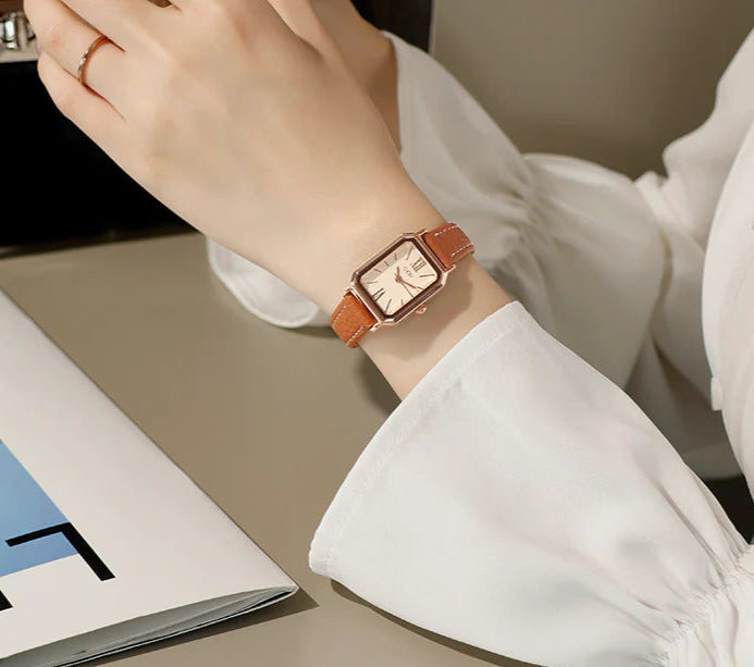 Elize Rectangular Leather Watch