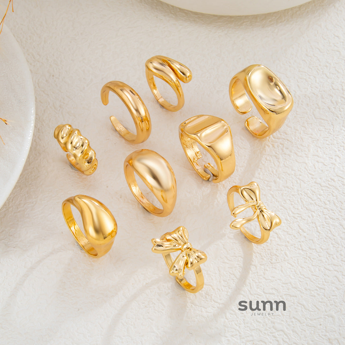 Ellamae Irregular Bow Ring Set [789LR42P]