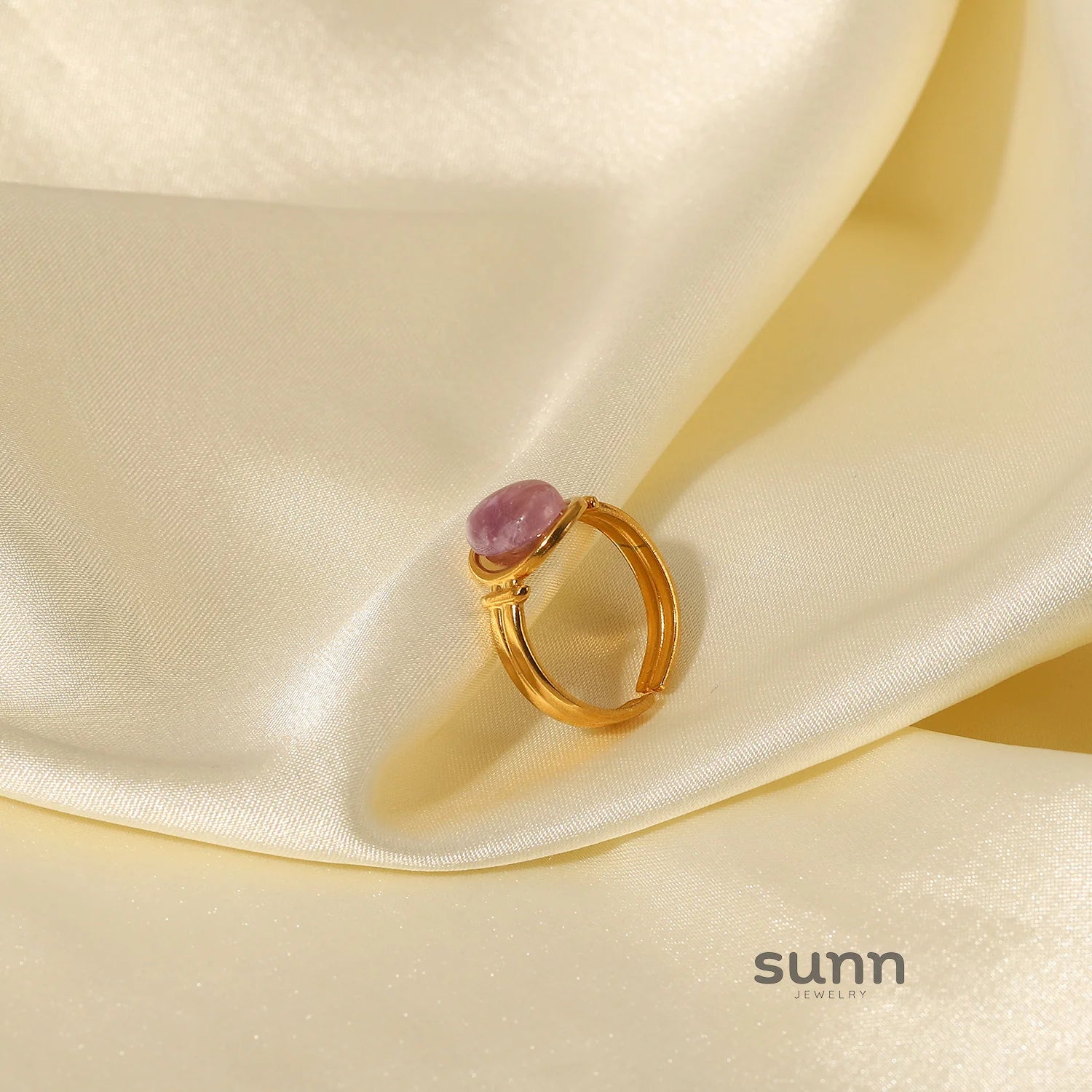 Ellana Oval Gemstone Open Ring