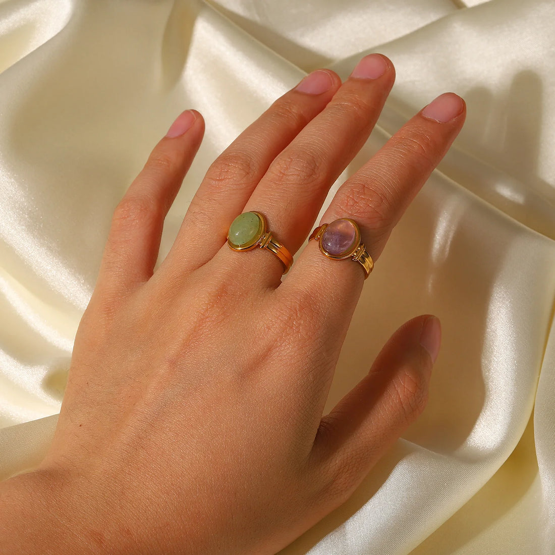 Ellana Oval Gemstone Open Ring