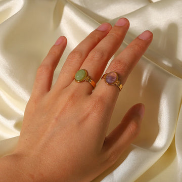 Ellana Oval Gemstone Open Ring