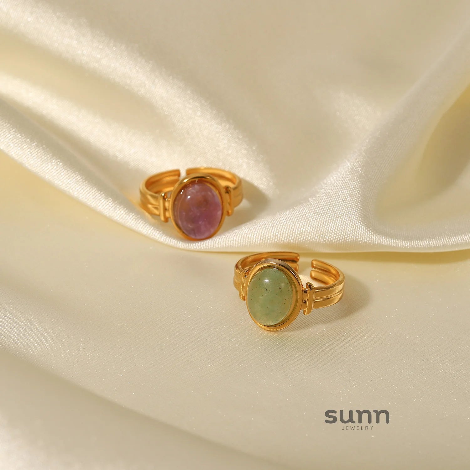 Ellana Oval Gemstone Open Ring