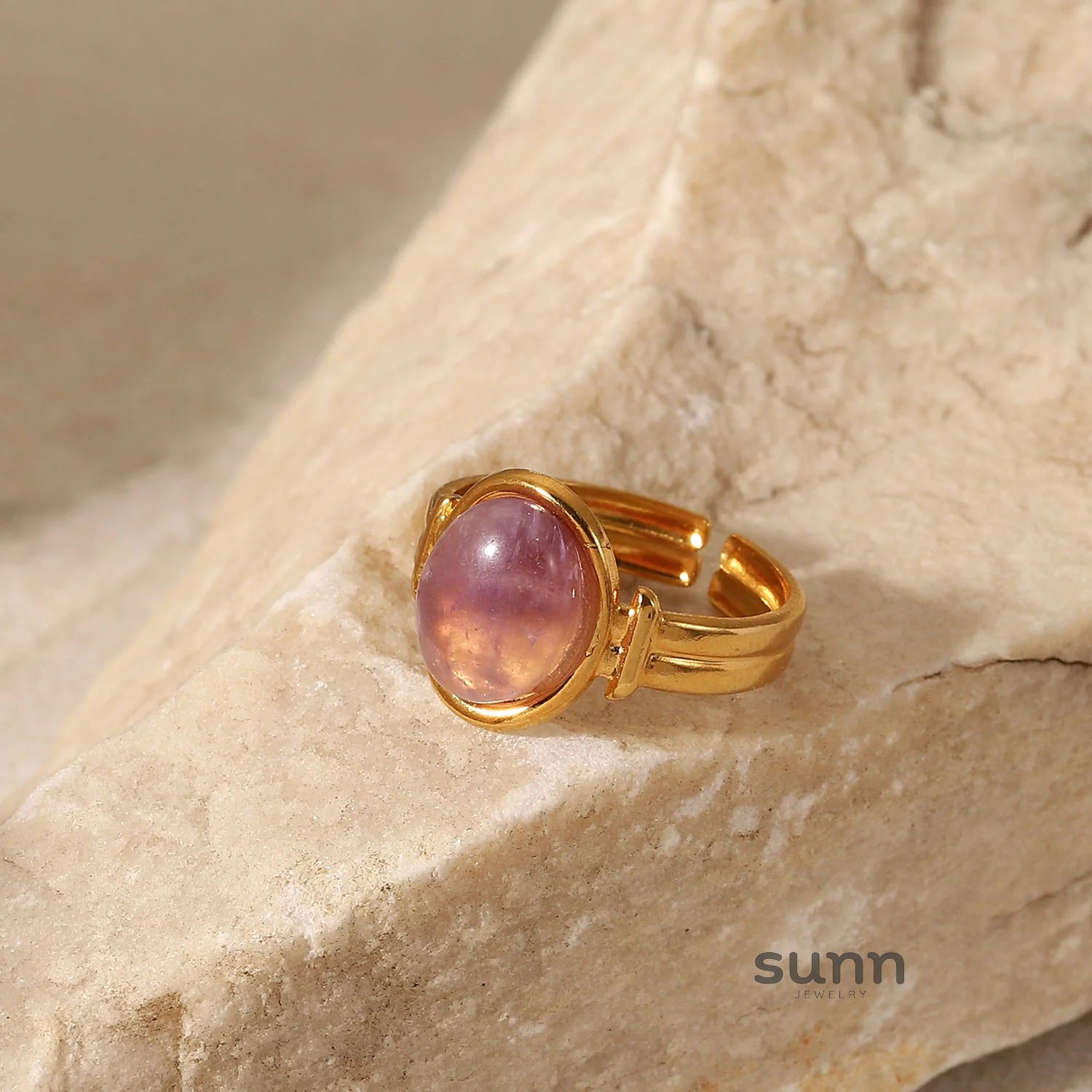 Ellana Oval Gemstone Open Ring