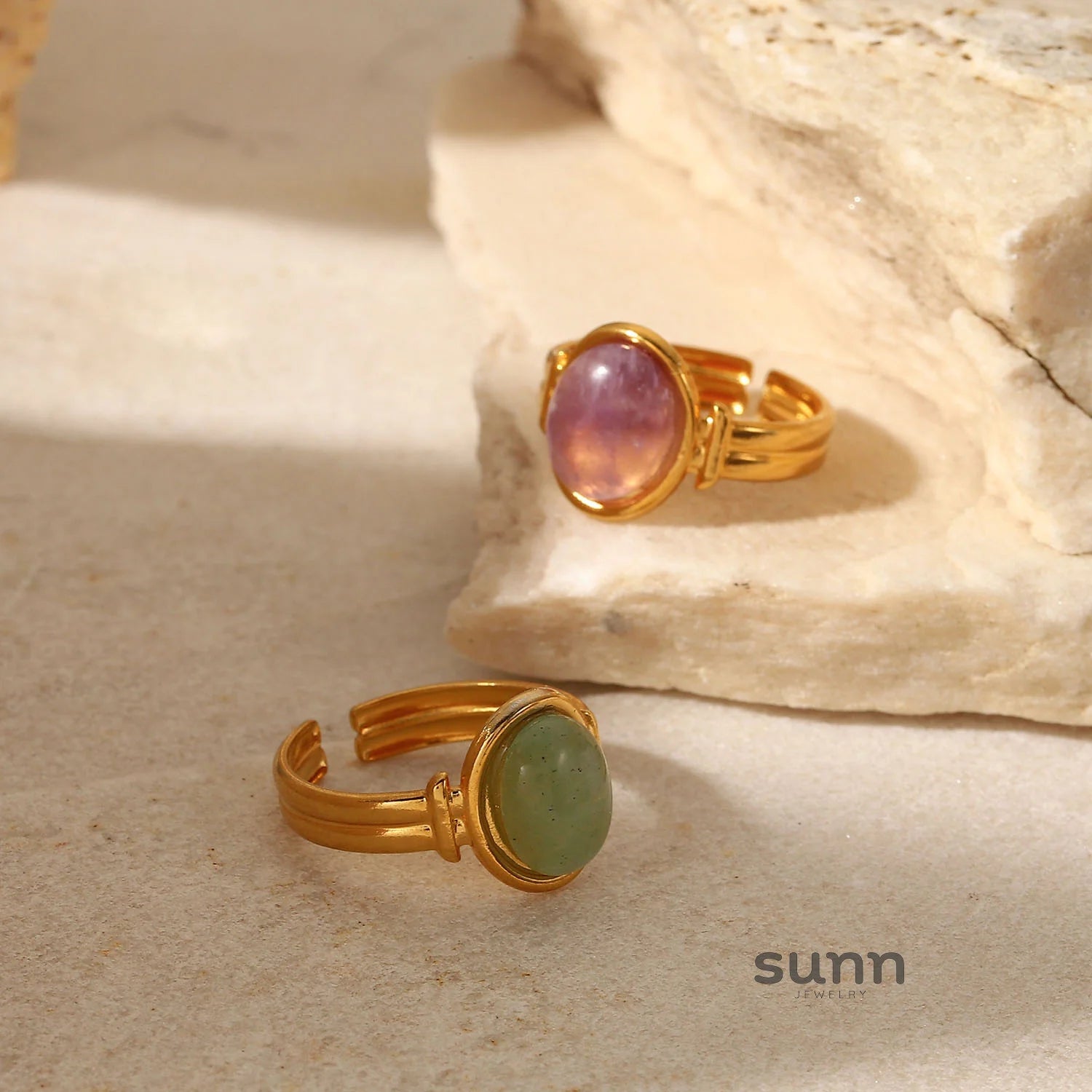 Ellana Oval Gemstone Open Ring