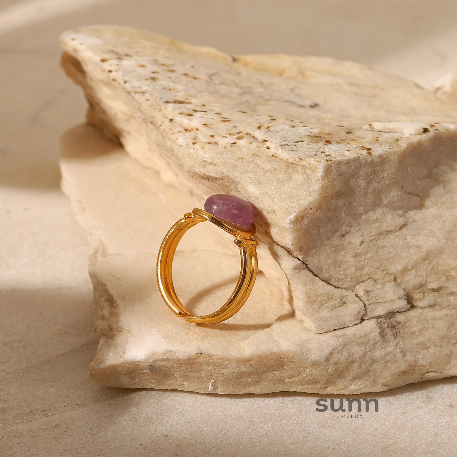 Ellana Oval Gemstone Open Ring