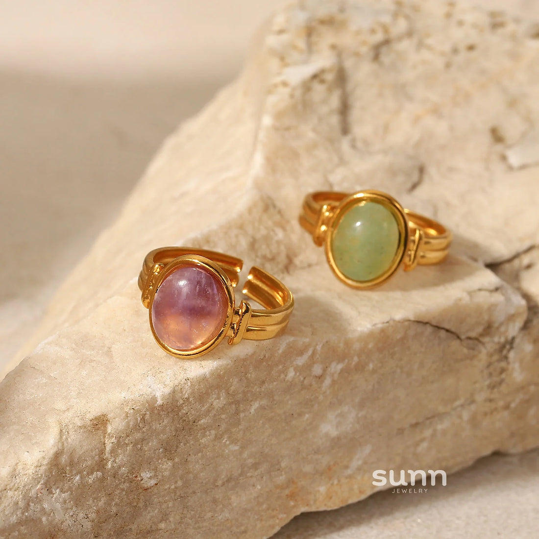 Ellana Oval Gemstone Open Ring