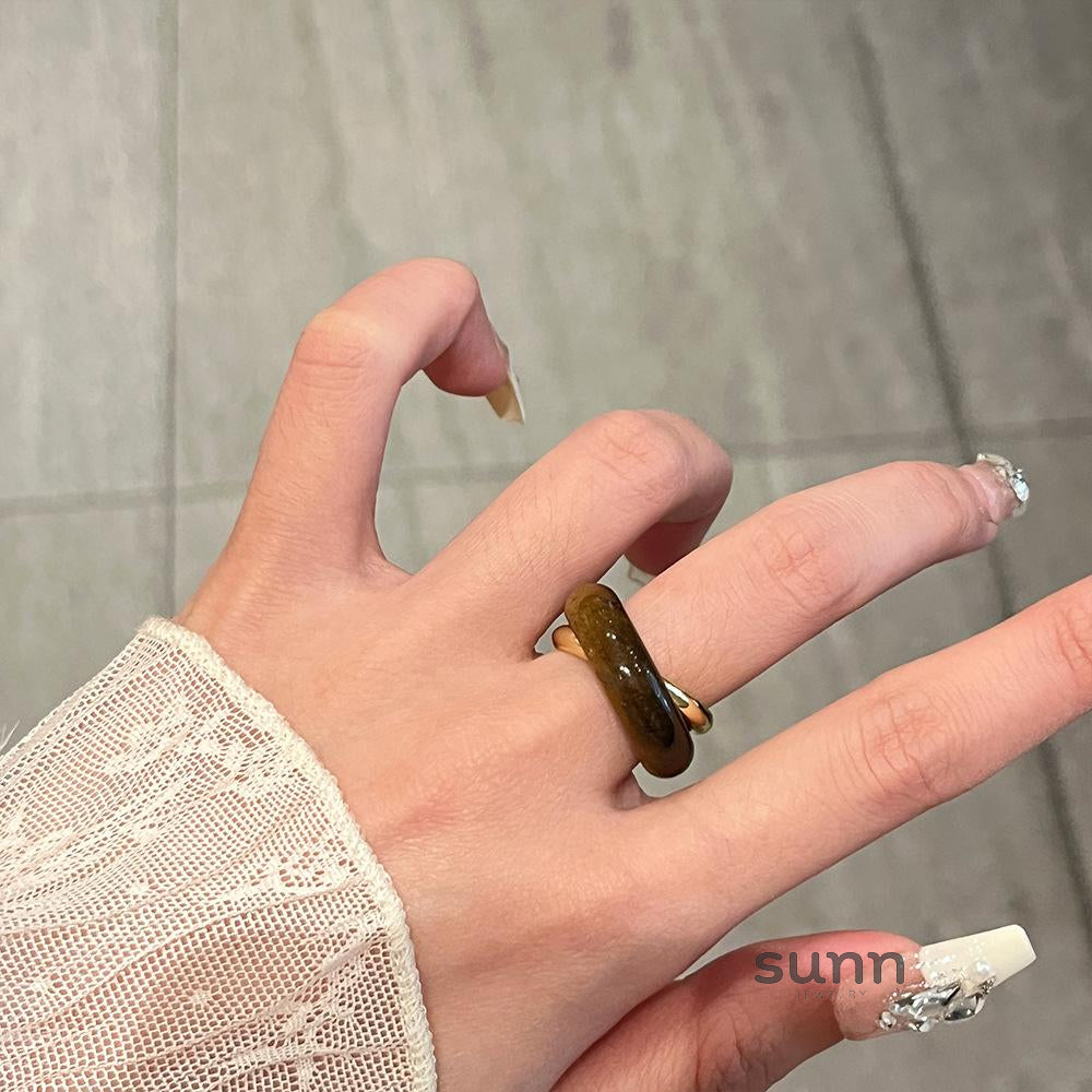 Ellanie Tiger Eye Cross Ring [5LZM4R80]