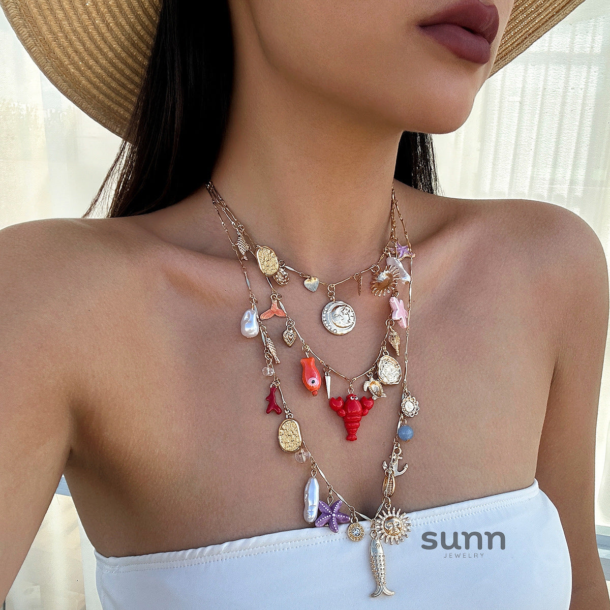 Ellarose Ocean Stacking Pearl Necklace [KHMMAL2Q]