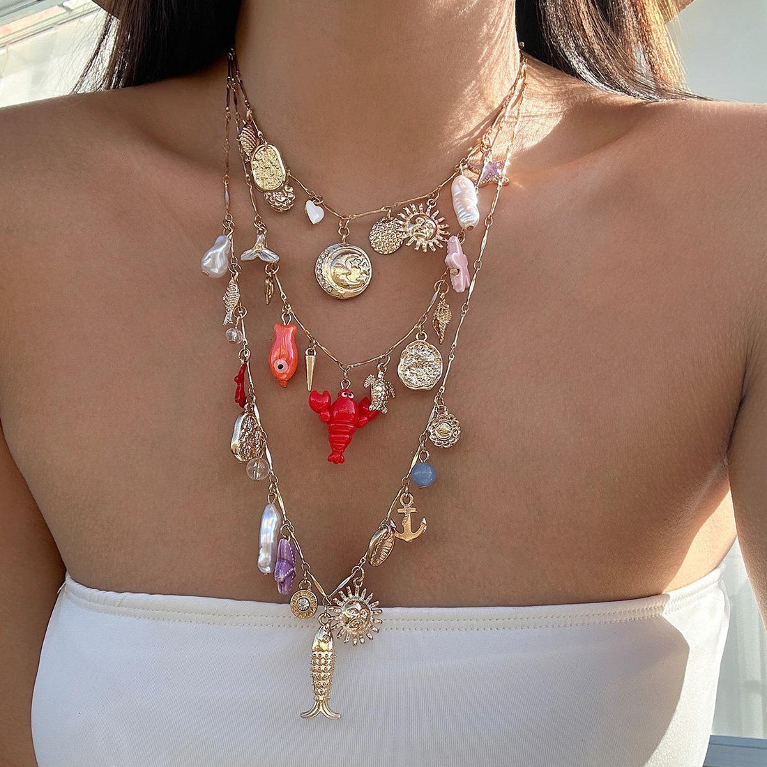 Ellarose Ocean Stacking Pearl Necklace [XI3CTX2T]