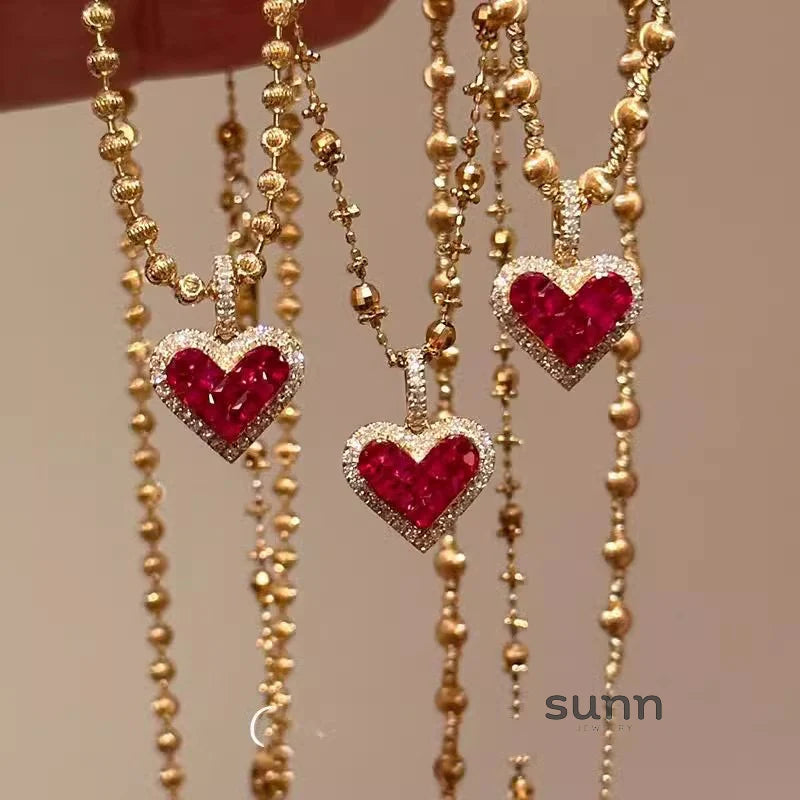 Ellasyn Red Heart Pendant Necklace