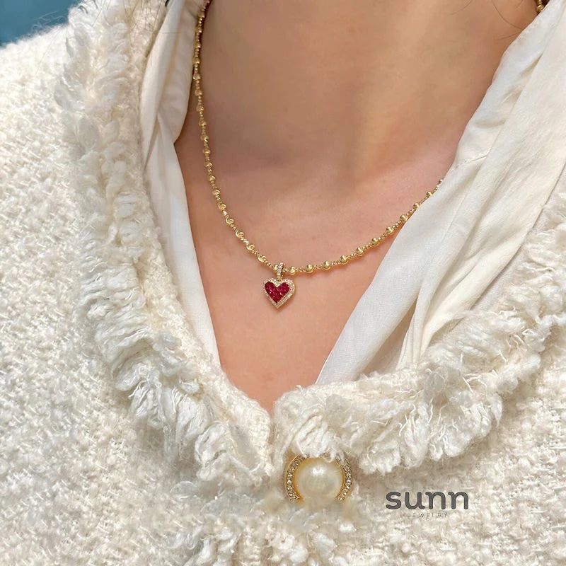 Ellasyn Red Heart Pendant Necklace