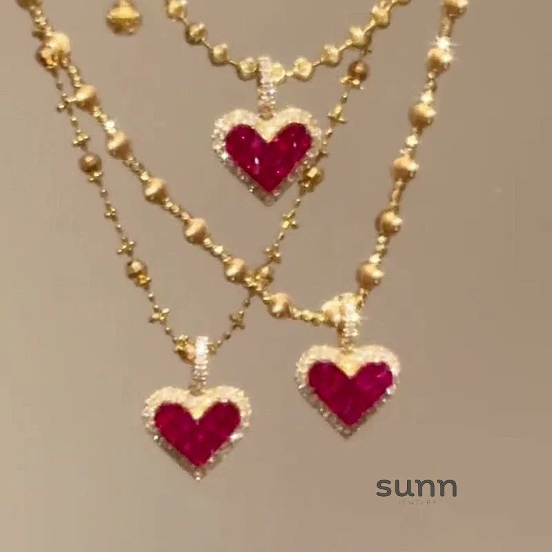 Ellasyn Red Heart Pendant Necklace