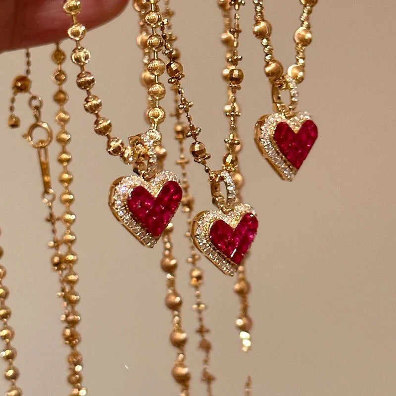 Ellasyn Red Heart Pendant Necklace