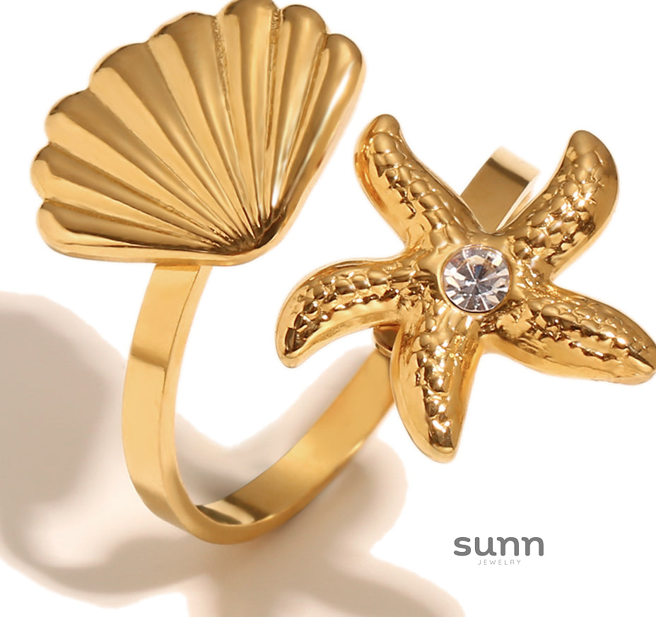 Elleanor Shell Heart Open Ring [S80N2IMK]