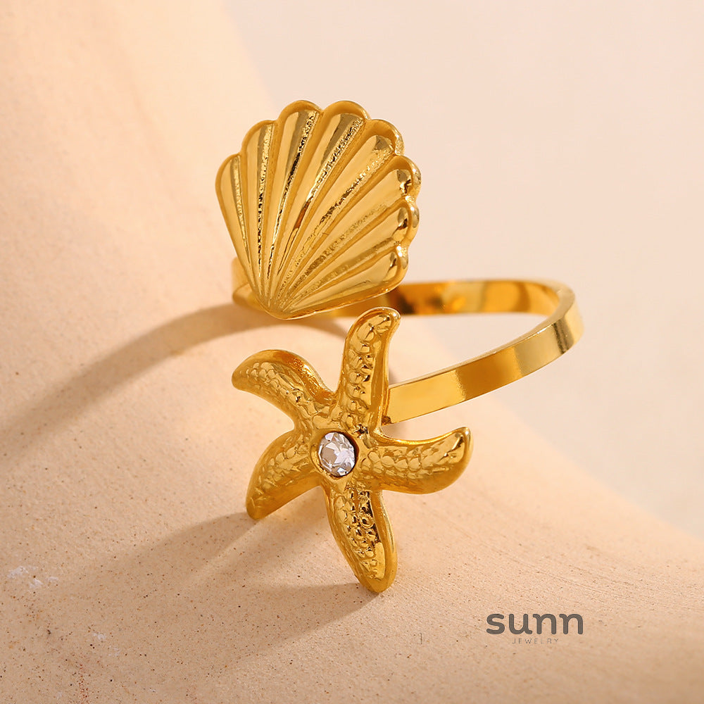 Elleanor Shell Heart Open Ring [IYDUKLBM]