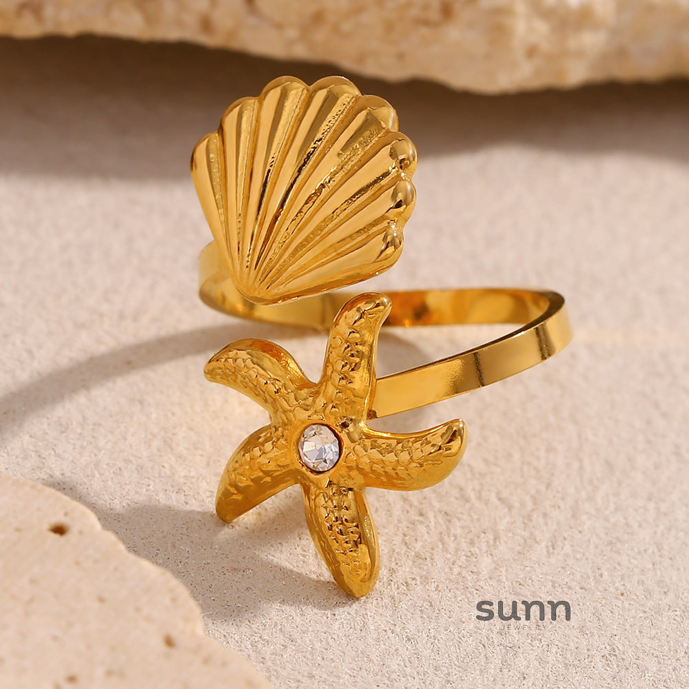 Elleanor Shell Heart Open Ring [A1YR0EOY]