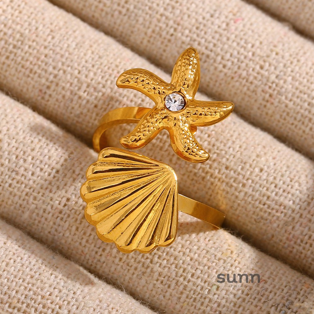 Elleanor Shell Heart Open Ring [472MU2HW]