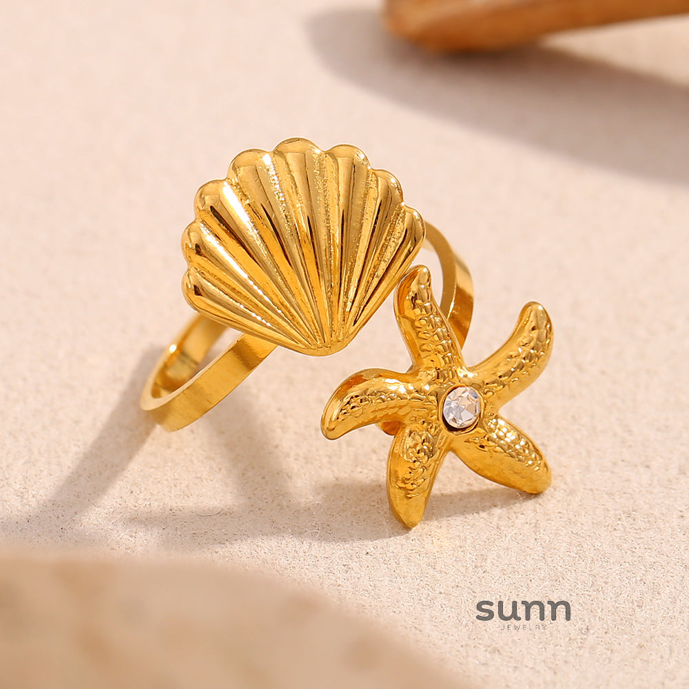 Elleanor Shell Heart Open Ring [VVJDSR44]