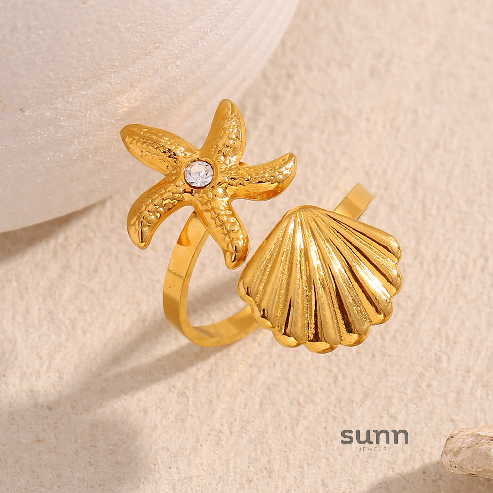 Elleanor Shell Heart Open Ring [DOSCA29L]