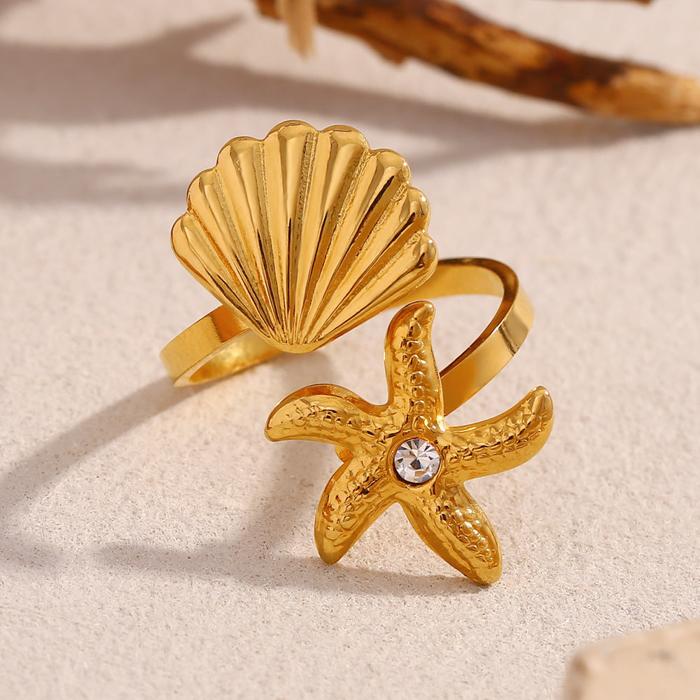 Elleanor Shell Heart Open Ring [VVJDSR44]