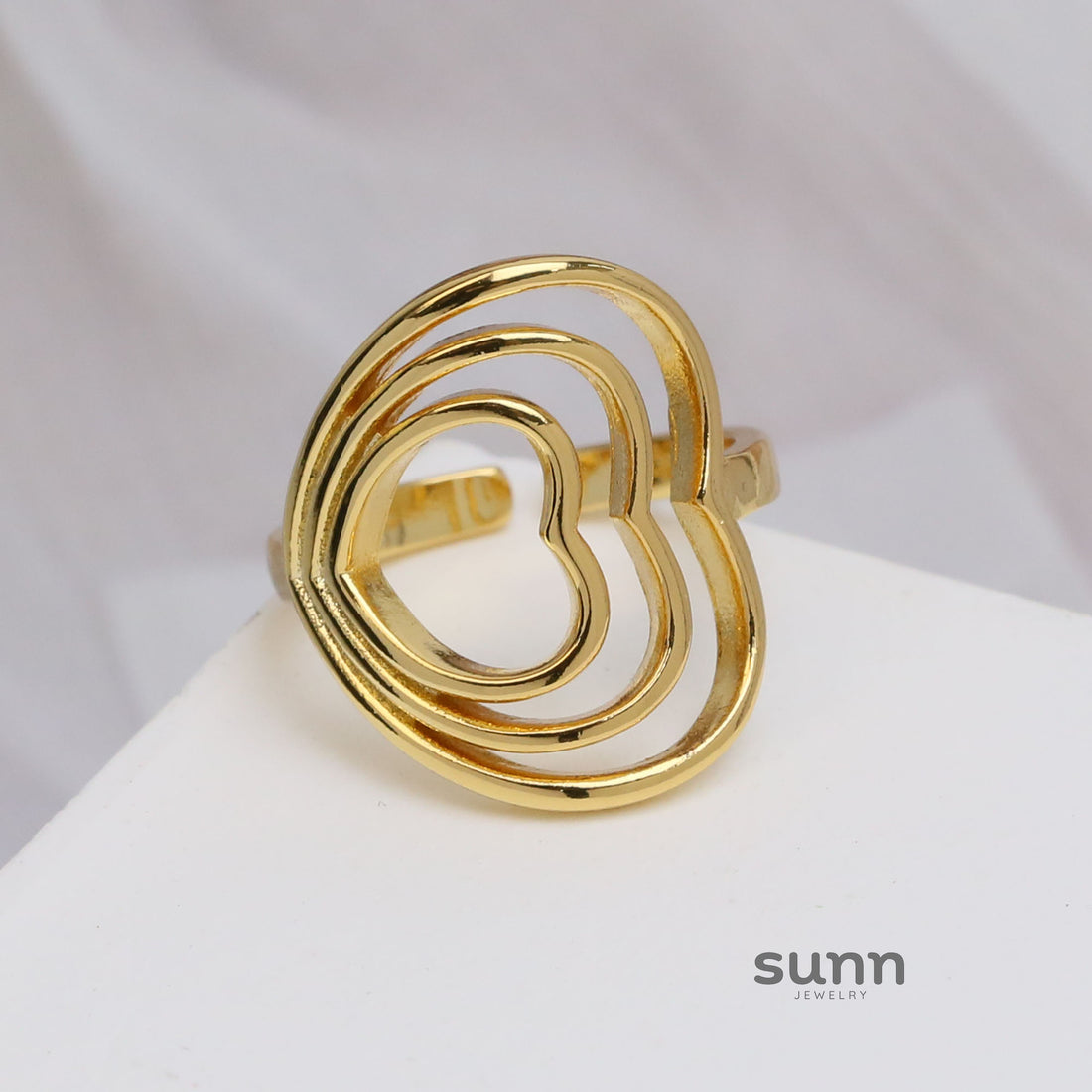Ellena Double Heart Open Ring [O2WWW642]