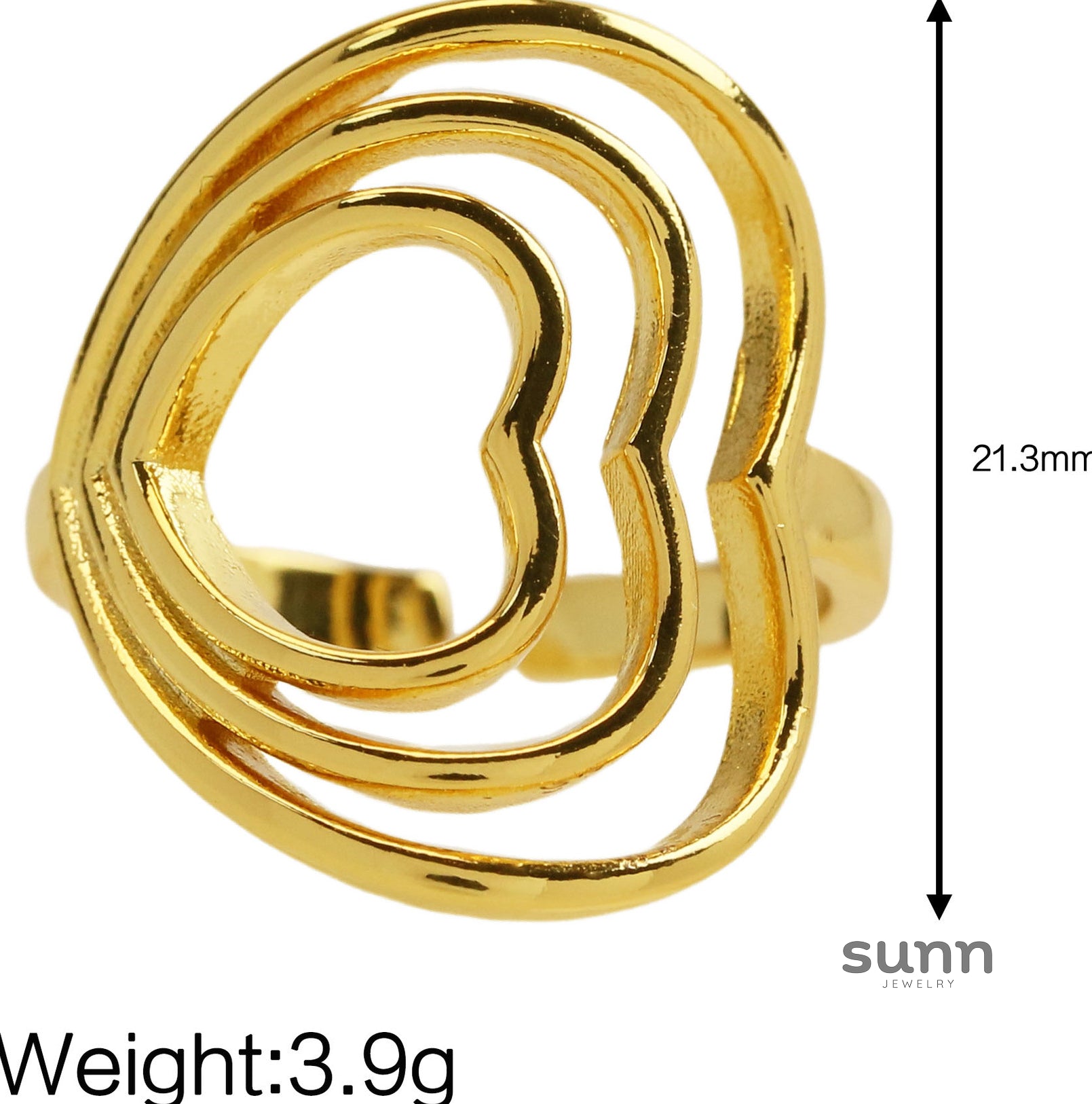 Ellena Double Heart Open Ring [41JH2QEG]