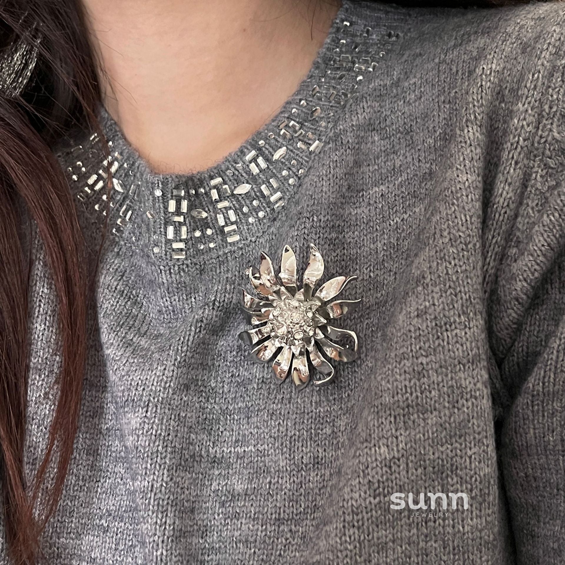 Ellery Crystal Pearl Sunflower Brooch [ELKN6NVA]
