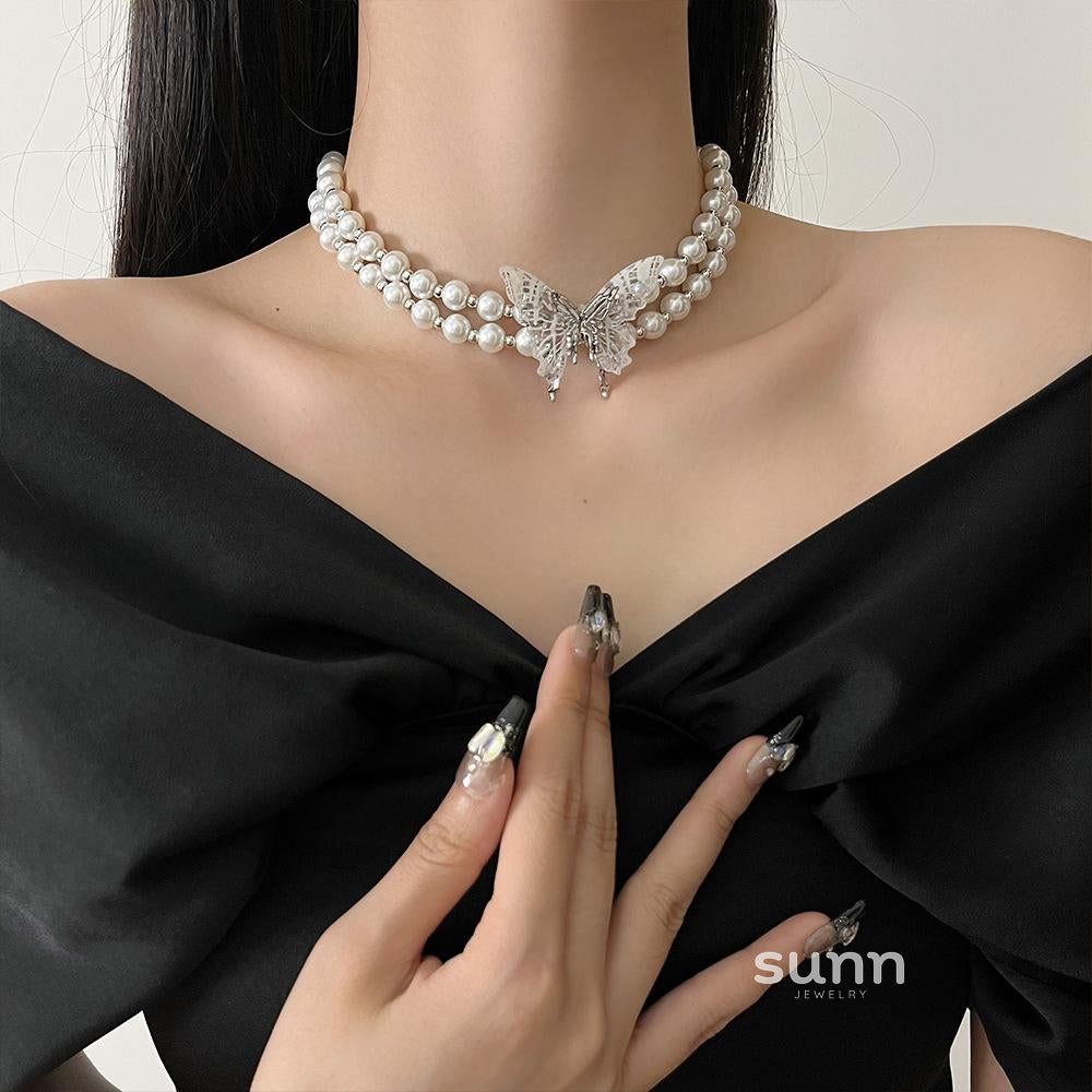 Elli Butterfly Pearl Choker [2IBRFVCK]