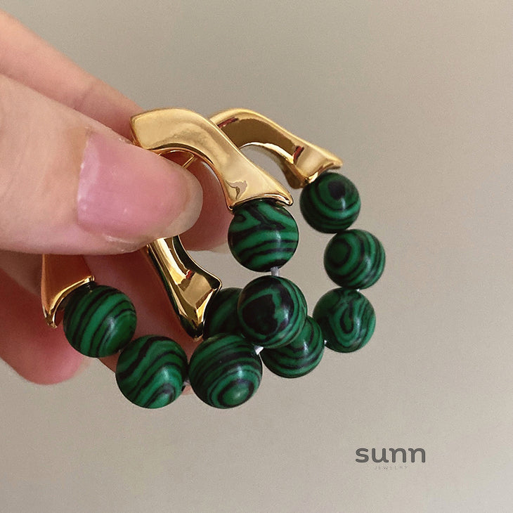 Ellieanna Gold Green Drop Earrings [3XXHT13S]