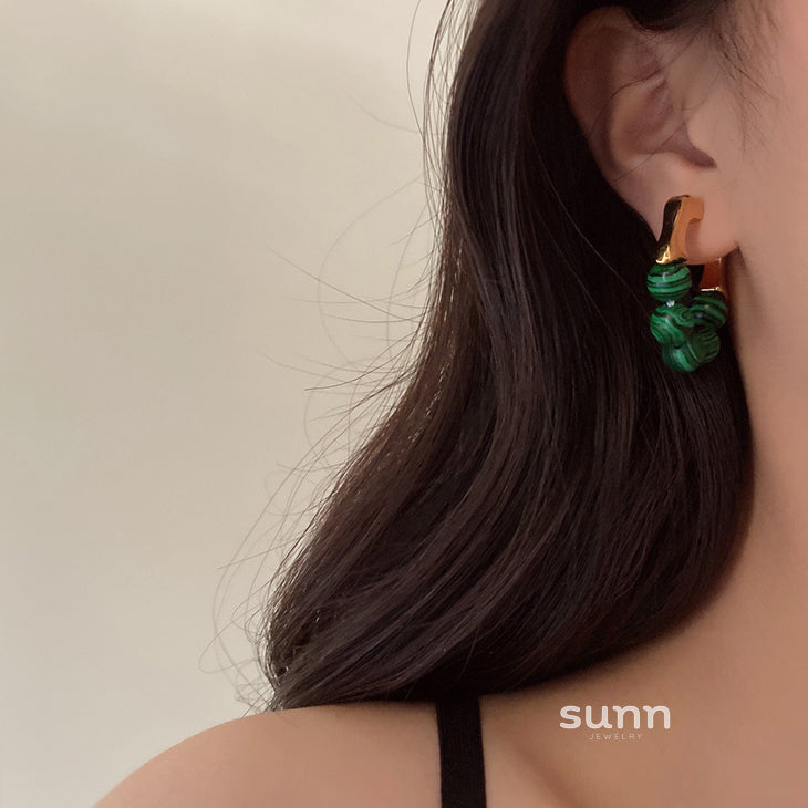 Ellieanna Gold Green Drop Earrings [YJHPHPJD]