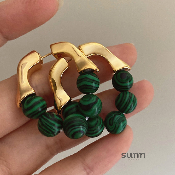 Ellieanna Gold Green Drop Earrings [ERO276U3]