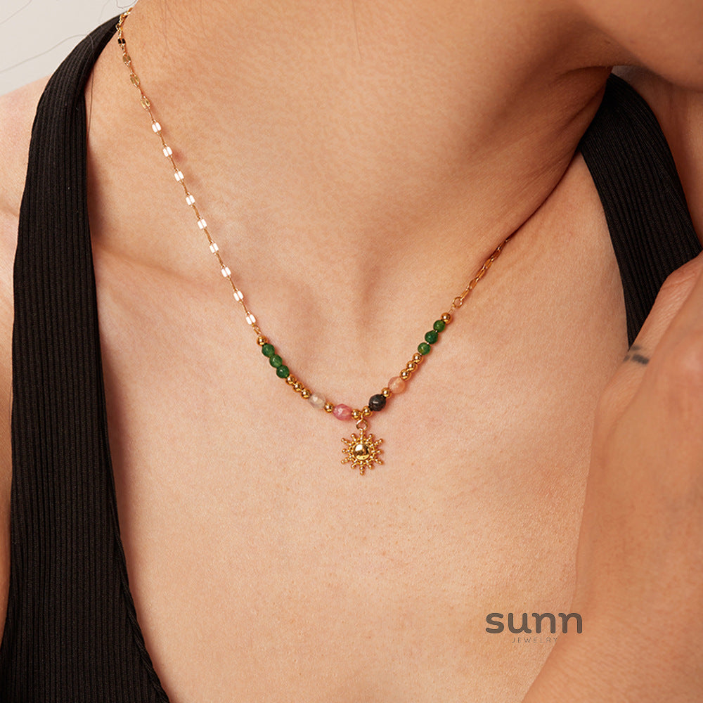 Elliot Gold Sun Pendant Necklace [FD22N9ZP]