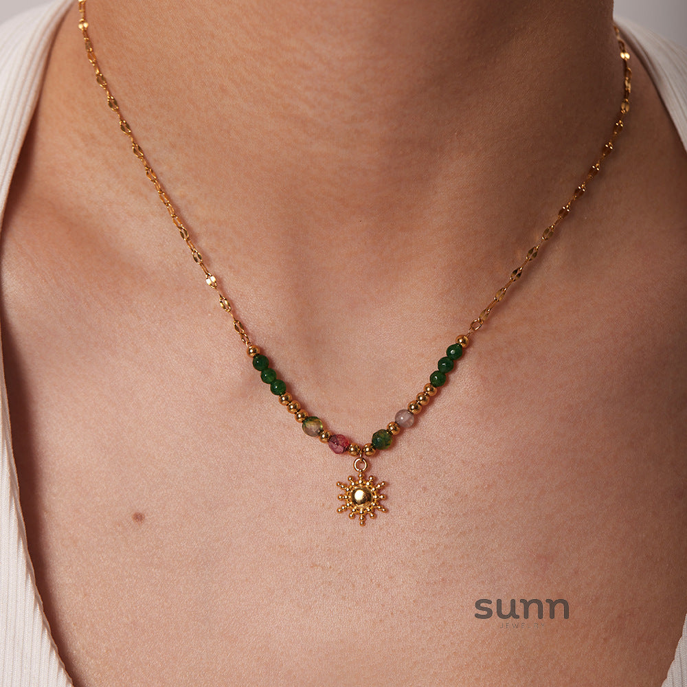 Elliot Gold Sun Pendant Necklace [BMFI9O24]