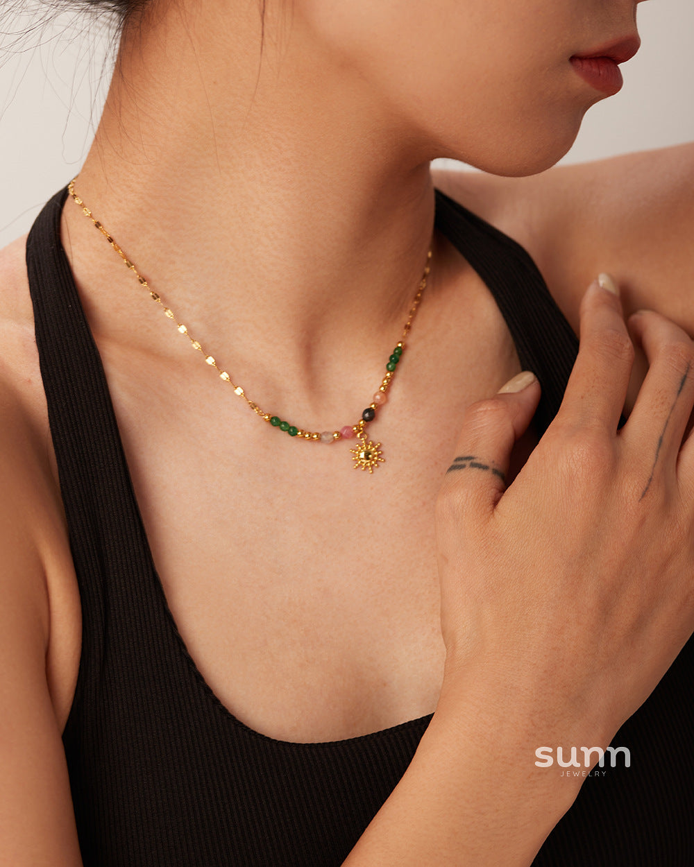 Elliot Gold Sun Pendant Necklace [QPCQXXJ1]